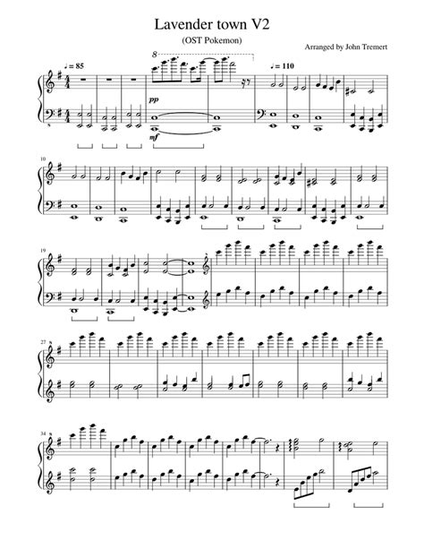 Lavender town V2 Sheet music for Piano | Download free in PDF or MIDI | Musescore.com