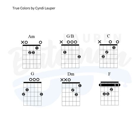 True Color Chord Chart by Cyndi Lauper or Eva Cassidy - Lauren Bateman Guitar