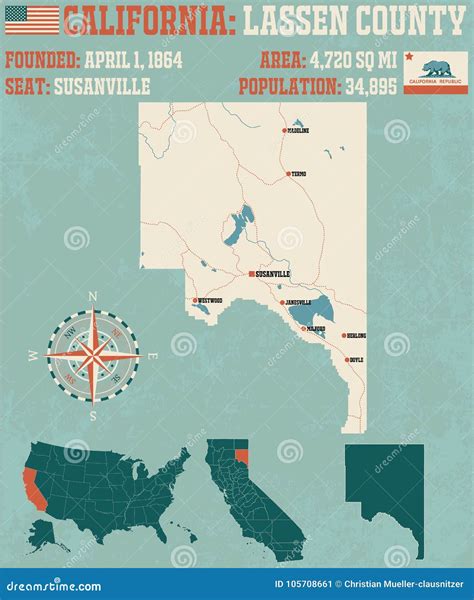 California: Lassen County Map Cartoon Vector | CartoonDealer.com #99837561