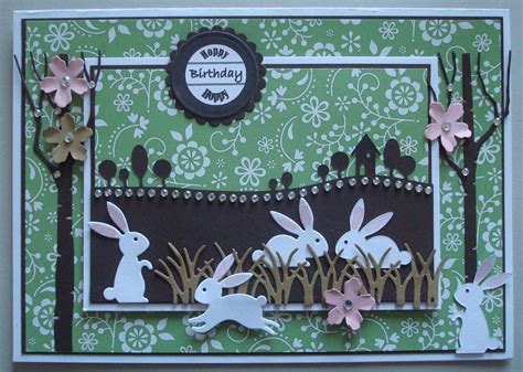 M038 Handmade Birthday card using IO Bunnies dies for lady who likes ...