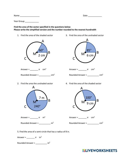 Free area of sector worksheet, Download Free area of sector worksheet png images, Free ...