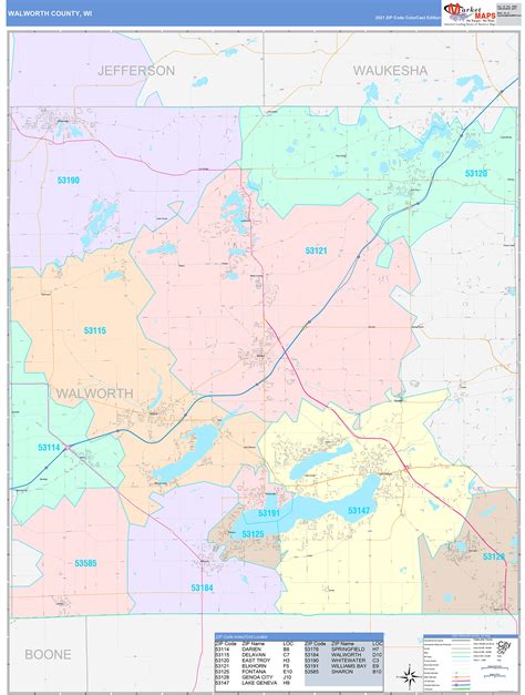 Walworth County, WI Wall Map Color Cast Style by MarketMAPS - MapSales.com