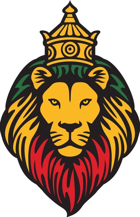 The Lion of Judah Head with Crown - Rastafarian Reggae Symbol. Vector ...