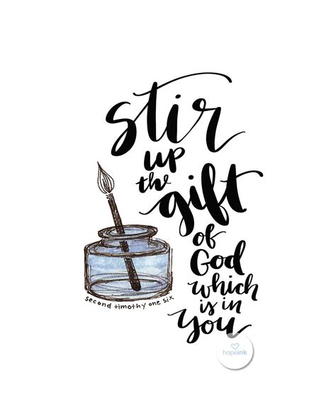 Stir up the gift, Scripture art print, Scripture illustration