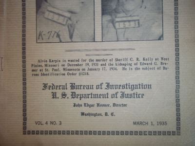 1935 Original Alvin "Creepy" Karpis FBI Wanted Bulletin | #132395098