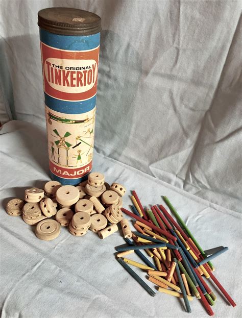 Vintage Wooden Tinkertoy Construction Set