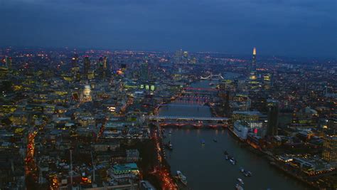 4k aerial shot central london night Stock Footage Video (100% Royalty ...