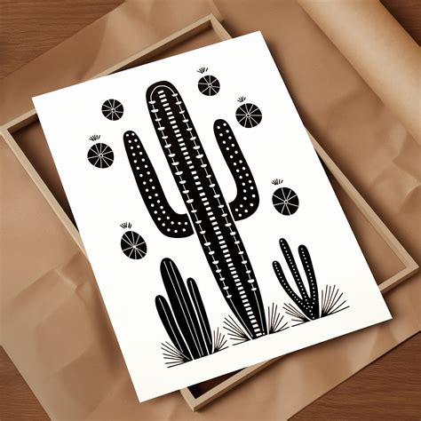 Saguaro Desert Cactus Minimalist Desert Art Print Mesmerizing Display ...