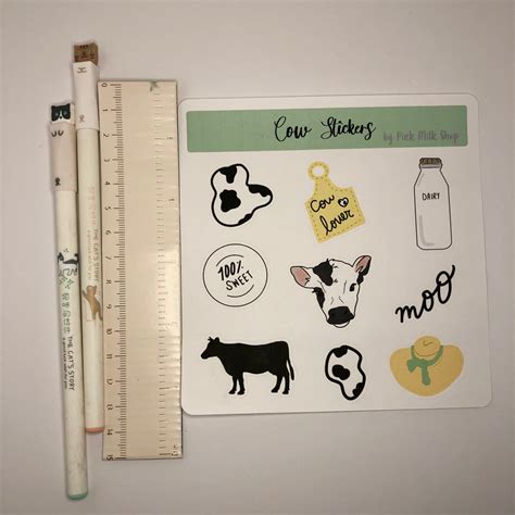 Cow Sticker Sheet Cow Stickers Matte Stickers Cute Cow | Etsy