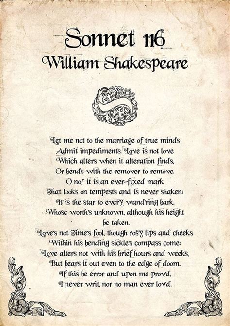 Sonnet 116 Poem by William Shakespeare William Shakespeare - Etsy Singapore in 2023 | Poems by ...