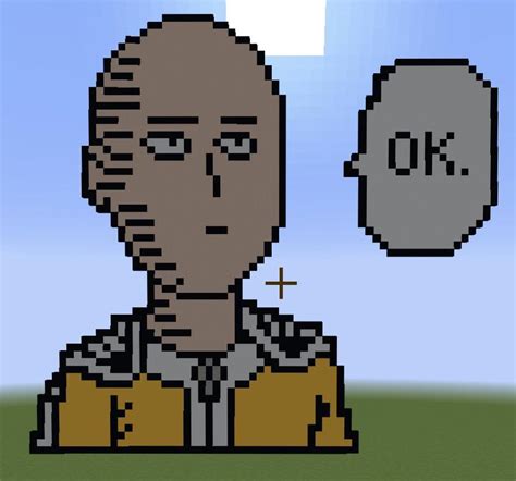 Saitama Pixel Art I made in Minecraft. : r/OnePunchMan