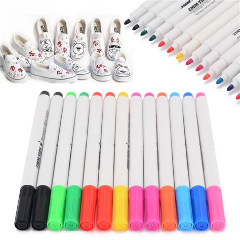 13pcs Fabric Marker Pens Permanent Paint Pens For DIY Textile Clothes T Shirt Shoes Patchwork ...