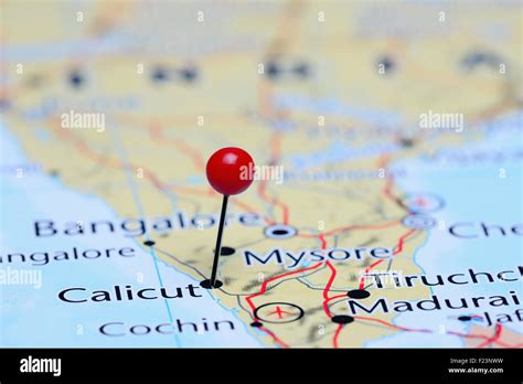 Calicut pinned on a map of Asia Stock Photo - Alamy