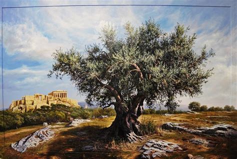 Olive Tree Painting by Elidon Hoxha