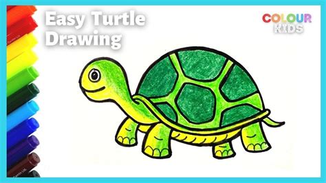 Easy Turtle Drawing and Coloring | Step by Step Simple Turtle Drawing | How to Draw a Tortoise ...