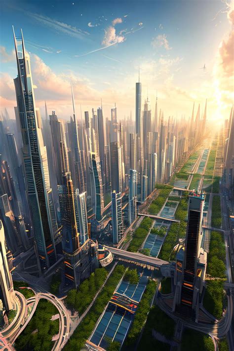 Journey to a Futuristic Utopian City: Space Ships and a Green Oasis ...