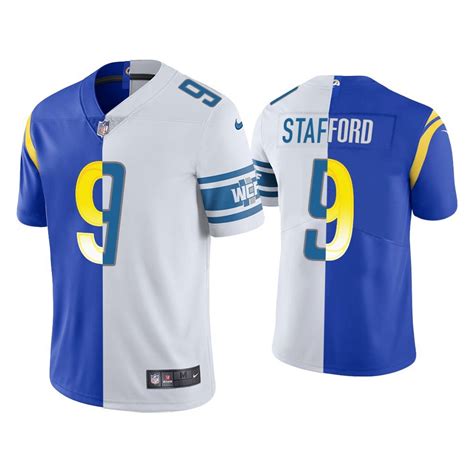 Men's Rams Matthew Stafford Royal White Split Vapor Limited Jersey