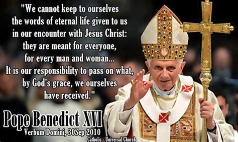 Catholic News World : #Quote to SHARE by Pope Emeritus Benedict XVI "We cannot keep to ourselves ...