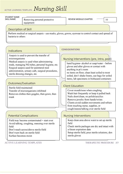 ATI active learning template Doffing PPE - ACTIVE LEARNING TEMPLATES THERAPEUTIC PROCEDURE A ...