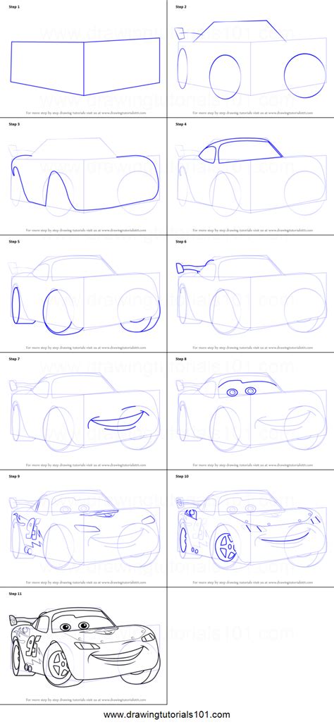 How to Draw Lightning McQueen from Cars printable step by step drawing ...