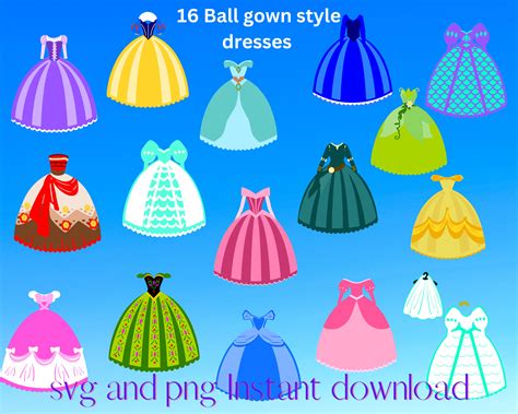 Princess Dress Bundle Princess Dress SVG Princess Cut File - Etsy