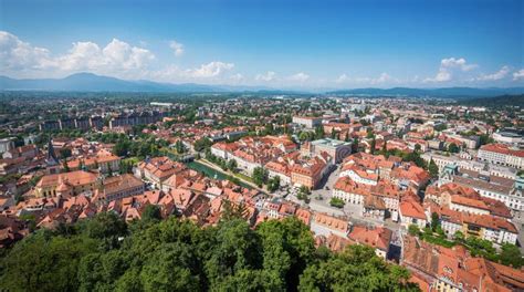 Panoramic View on Ljubljana Old Town and City from Ljubljana Castle ...