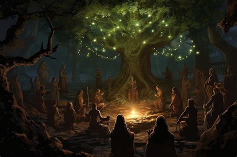 Premium AI Image | Mystical Enclave Druidic Rituals Amidst Nature's ...