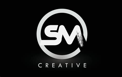 White SM Brush Letter Logo Design. Creative Brushed Letters Icon Logo ...