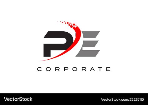 Pe modern letter logo design with swoosh Vector Image