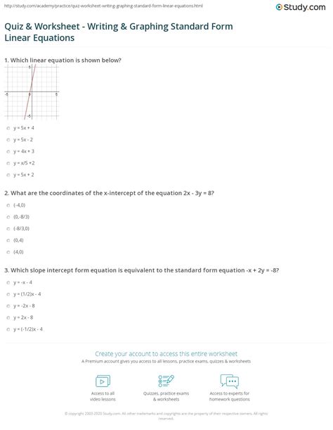 Linear Equations Standard Form Worksheet - Equations Worksheets