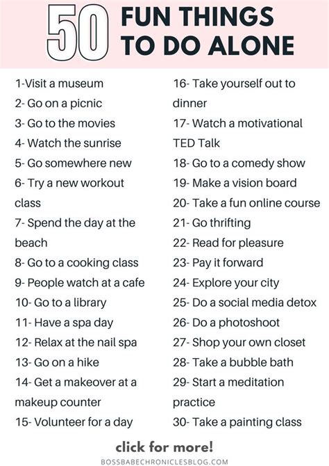 50 Things To Do Alone: How To Have Fun By Yourself - Boss Babe ...