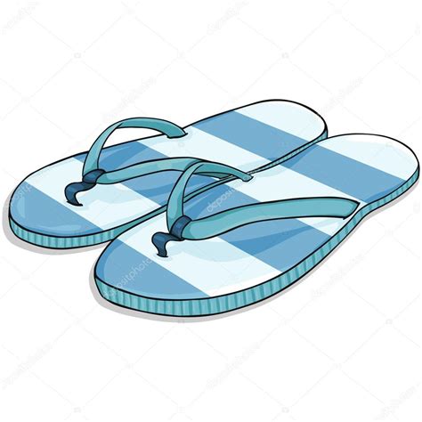 Vector Cartoon Blue Stripped Beach Slippers — Stock Vector © nikiteev #42401601