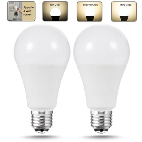 3 Way LED Light Bulb, 50/100/150W Equivalent, Warm White 3000K, E26 Medium Base, 600LM/1250LM ...