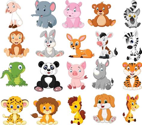 Cartoon animals collection set 8078633 Vector Art at Vecteezy