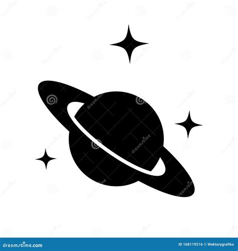 Saturn Silhouette Vector Icon Isolated on White Background. Astronomy ...