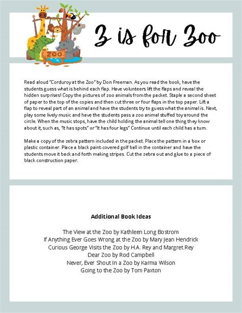 Zoo Theme Preschool Curriculum Printable | Homeschool Lesson Plan ...