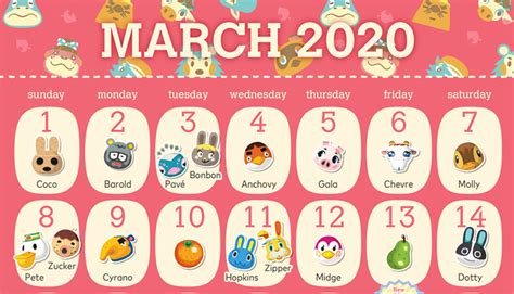 My Nintendo releases adorable Animal Crossing 2020 Calendar with villager birthdays, download it ...