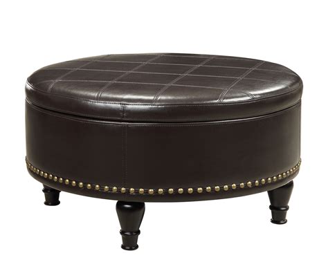 The Perfect Addition To Your Living Room: Round Black Storage Ottoman ...