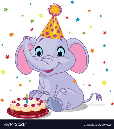 Baby elephant birthday Royalty Free Vector Image