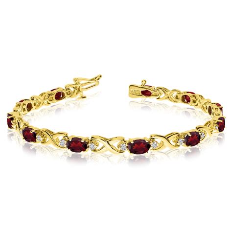 Direct-Jewelry - 14k Yellow Gold Natural Garnet And Diamond Tennis ...