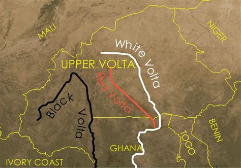 Upper Volta Map With Rivers - MapSof.net