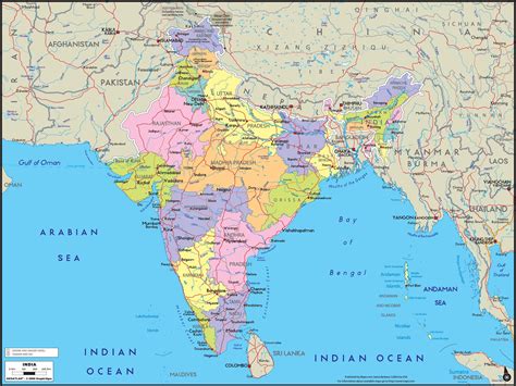 Invalid Data India Political Map Wall Chart Size 40X28 Inch In Map Shows The Highest, Biggest ...