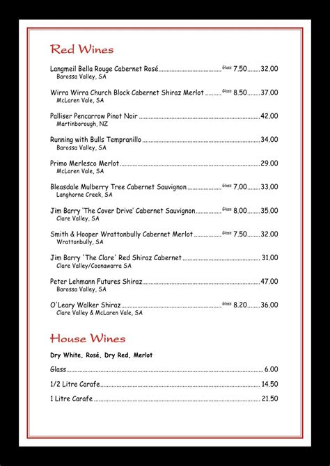 Daniel's Restaurant Menu