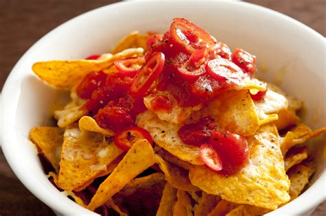 Hot spicy salsa on tortilla chips - Free Stock Image