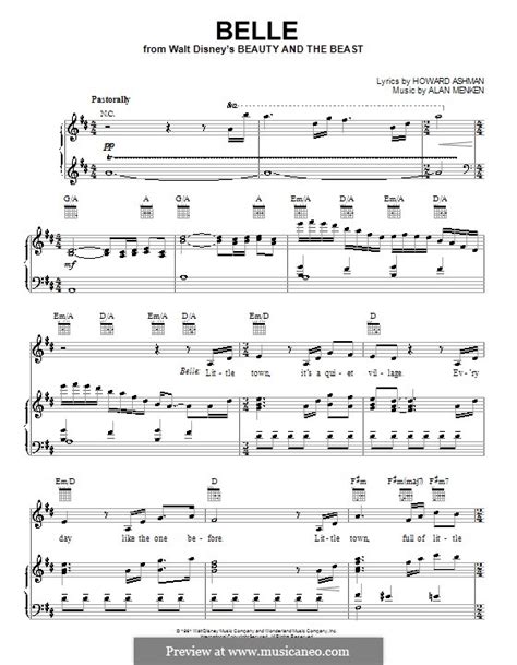 Belle (from Beauty and the Beast) by A. Menken - sheet music on MusicaNeo