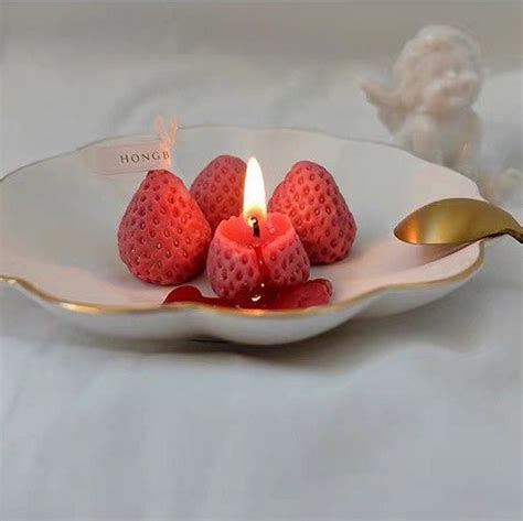 Mini Strawberry Candle Set of 4 One Large Strawberry Candle - Etsy