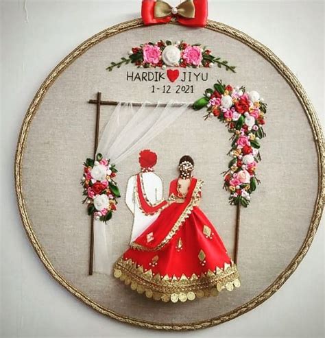 Wedding gift,hoop embroidery | Embroidery hoop wall art, Embroidery ...