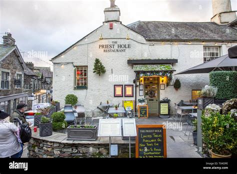 The Priest Hole restaurant and bar in Ambleside town centre, blackboard ...