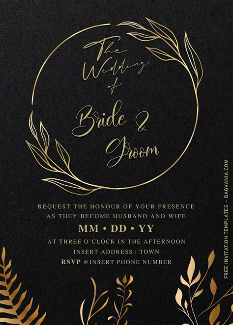 Free Elegant Black And Gold Wedding Invitation Templates For Word ...