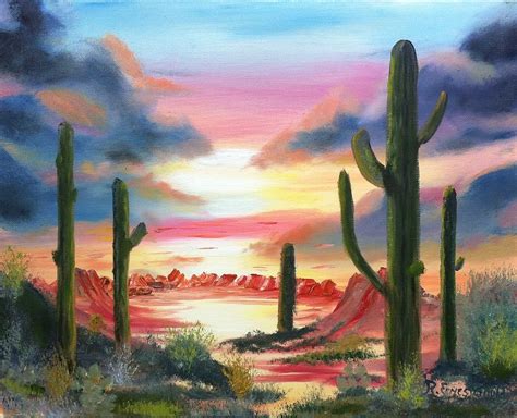 Desert Sunrise Painting by Roy Gould - Fine Art America